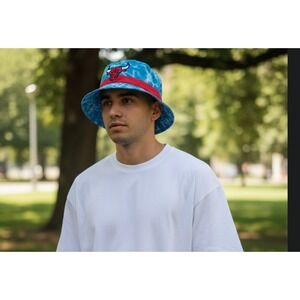 Mitchell Ness Chicago Bulls Tie Dye Bucket Hat Red Blue NBA